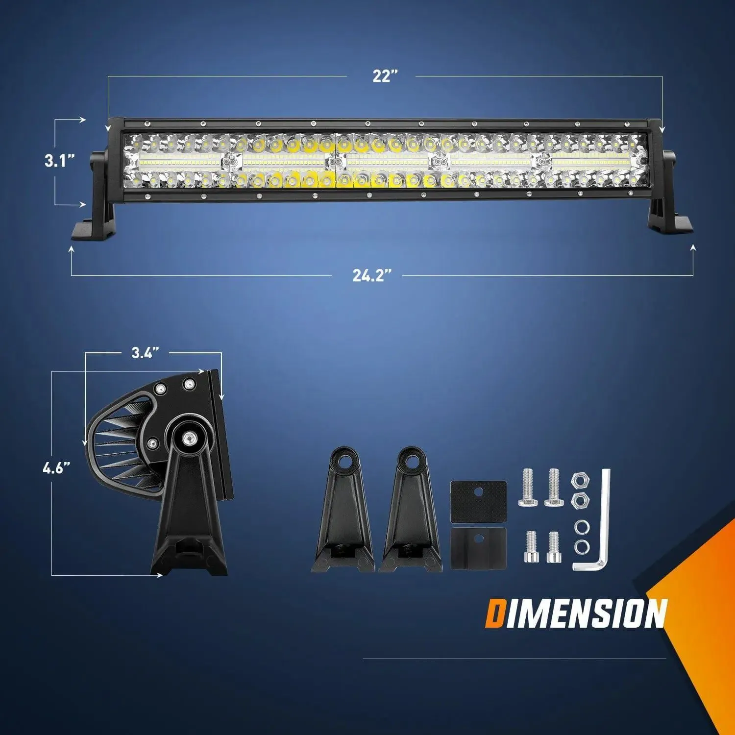 22 Inch 480W Triple Row Spot Flood LED Light Bar