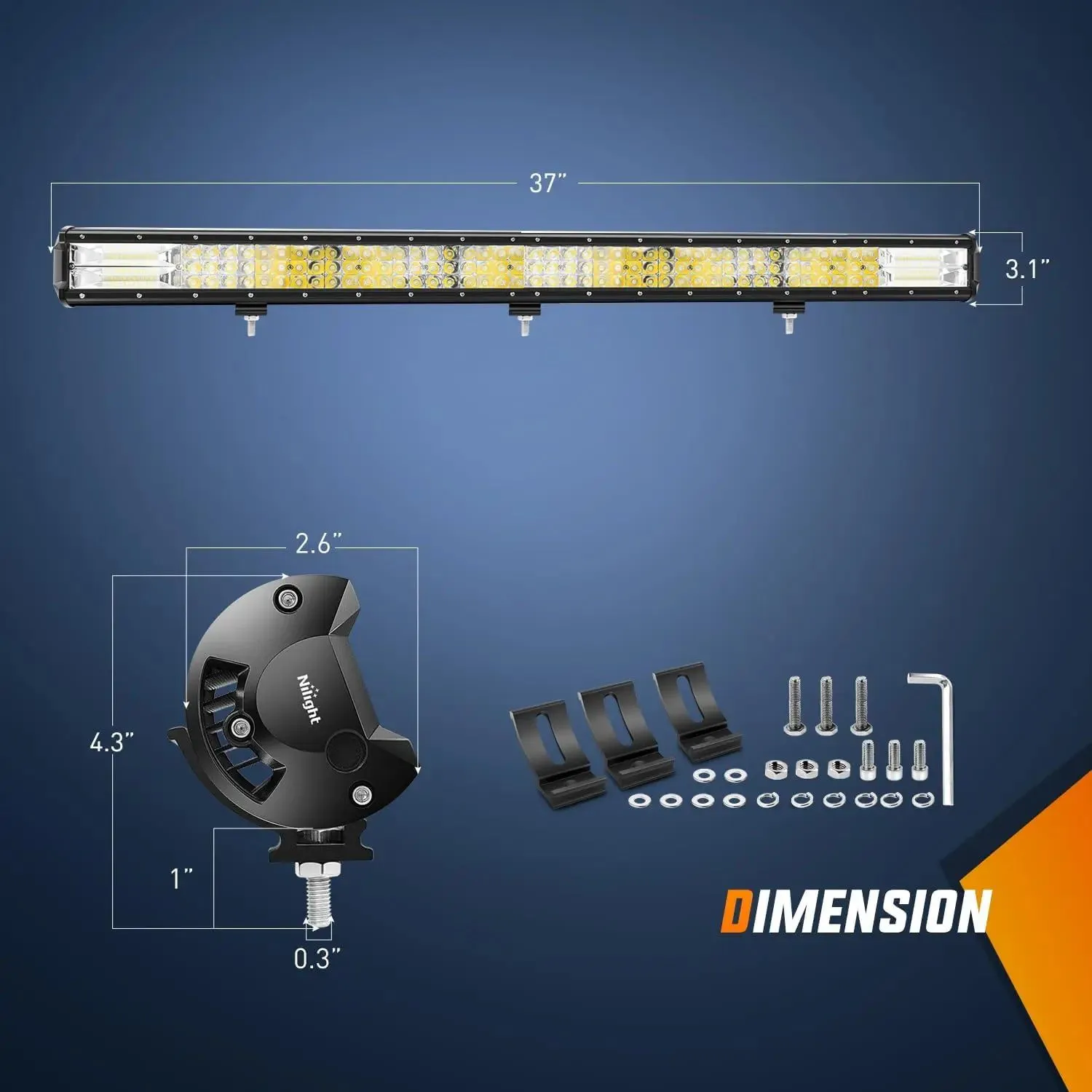 37 Inch 468W 46800LM Triple Row Spot Flood LED Light Bar