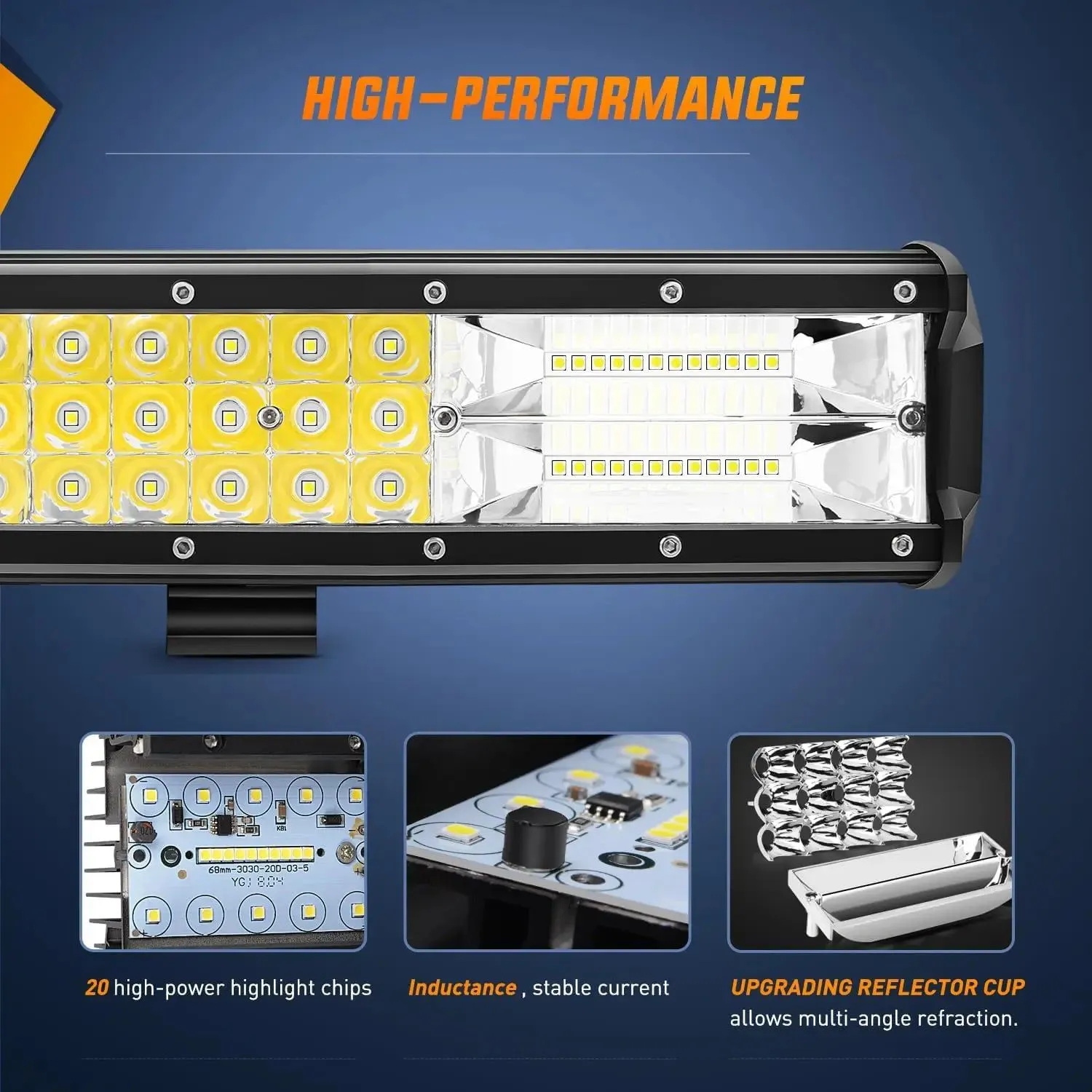 37 Inch 468W 46800LM Triple Row Spot Flood LED Light Bar
