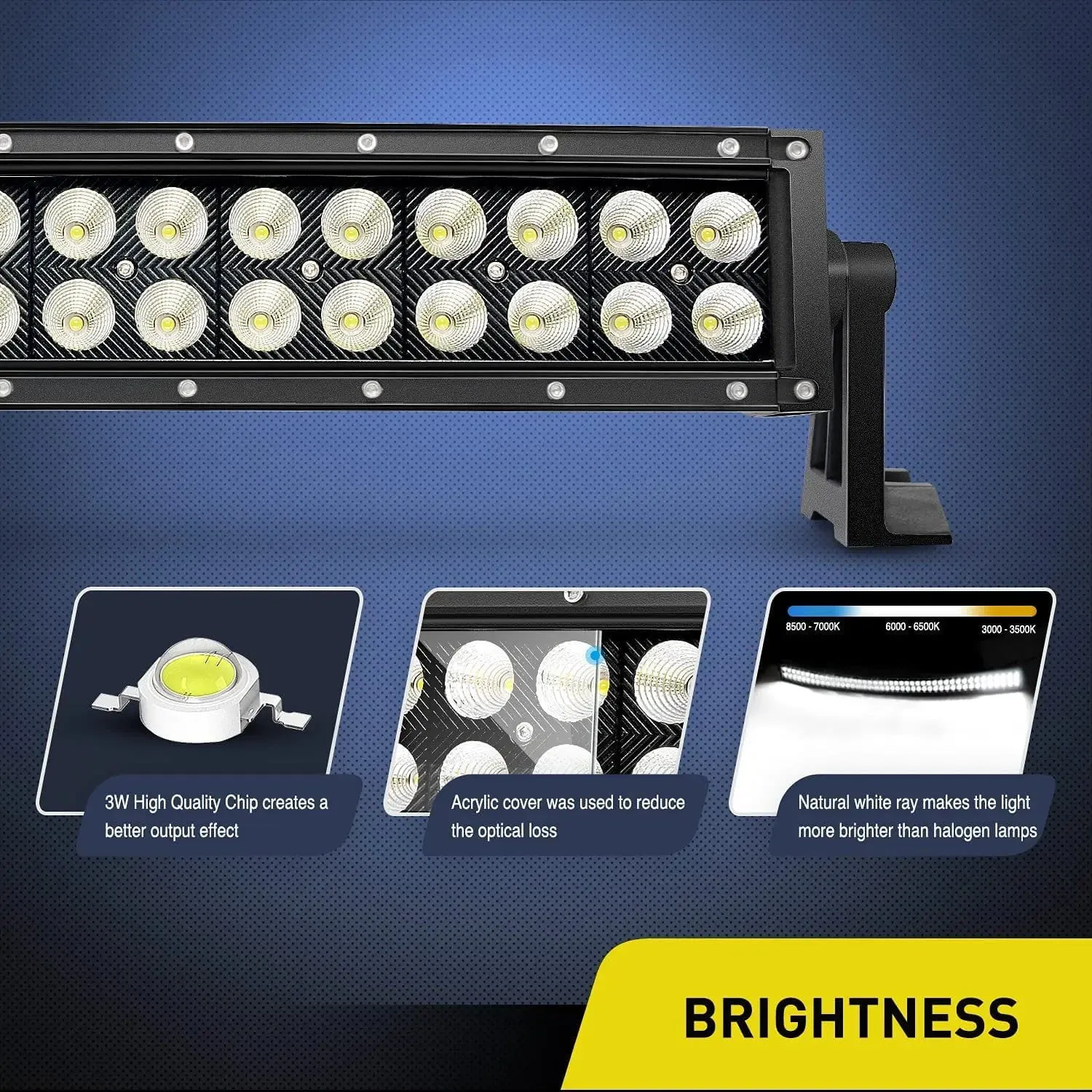 54 Inch 312W Double Row Curved Black Spot Flood LED Light Bar | 14AWG Wire 5Pin Switch