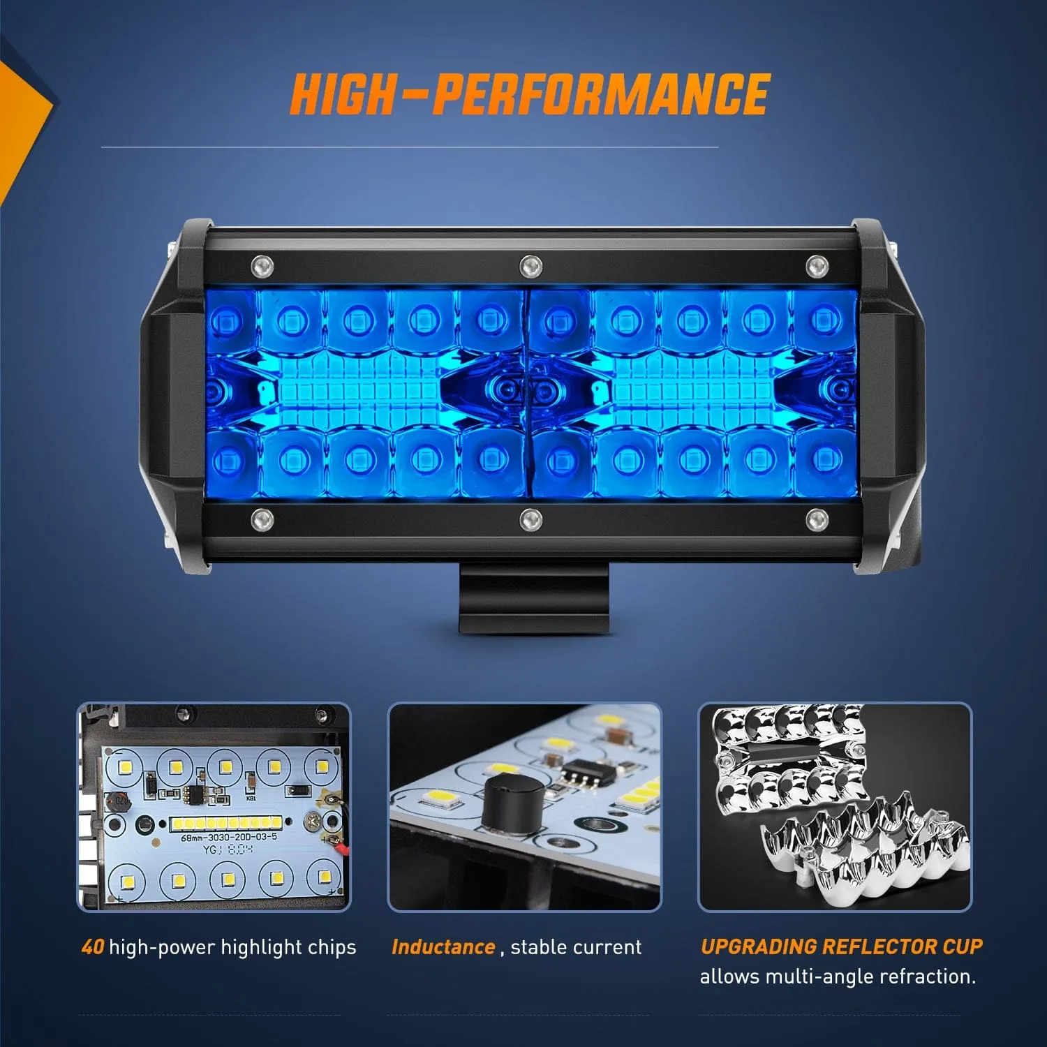 6.5 Inch 120W Triple Row Spot Blue Led Pods (Pair)