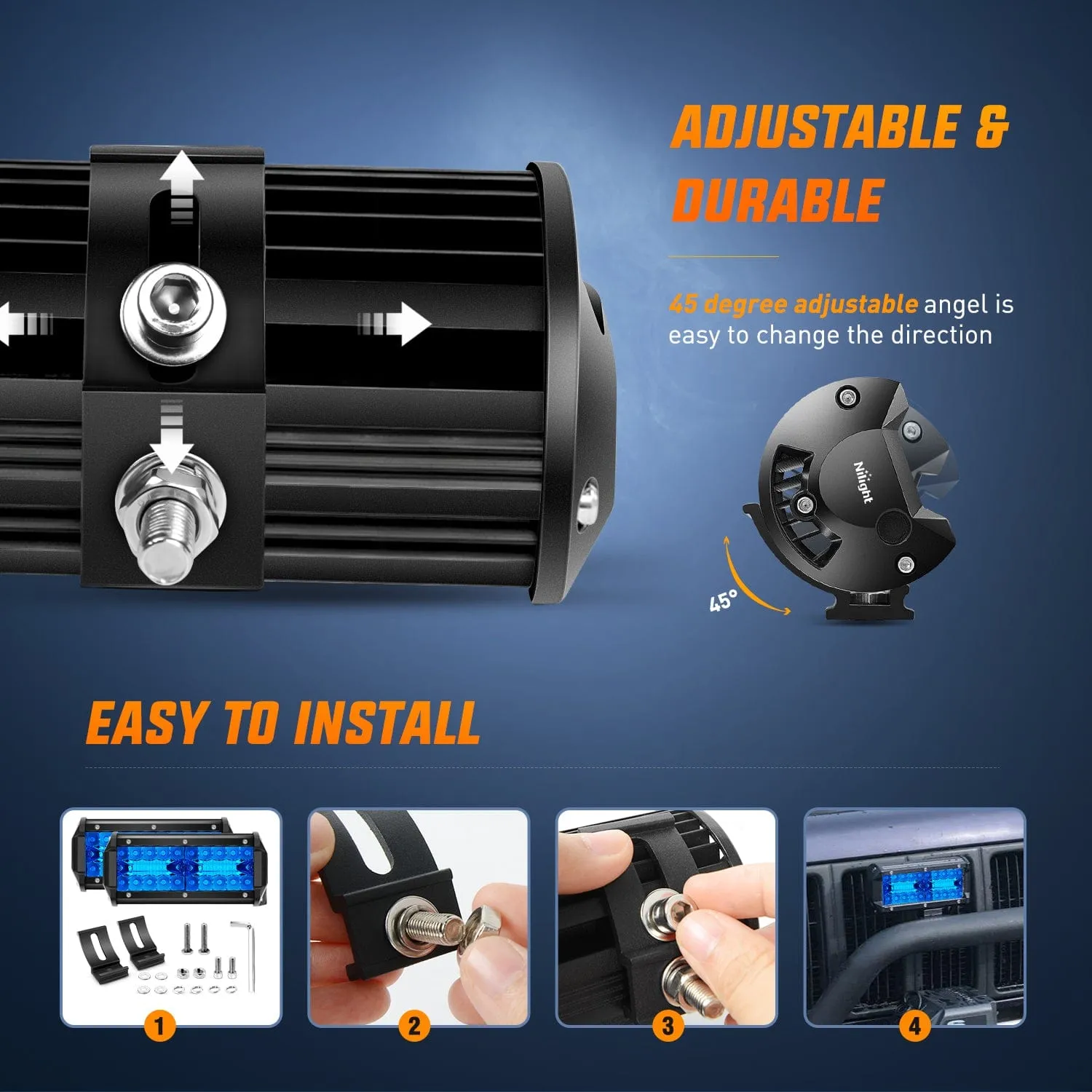 6.5 Inch 120W Triple Row Spot Blue Led Pods (Pair)