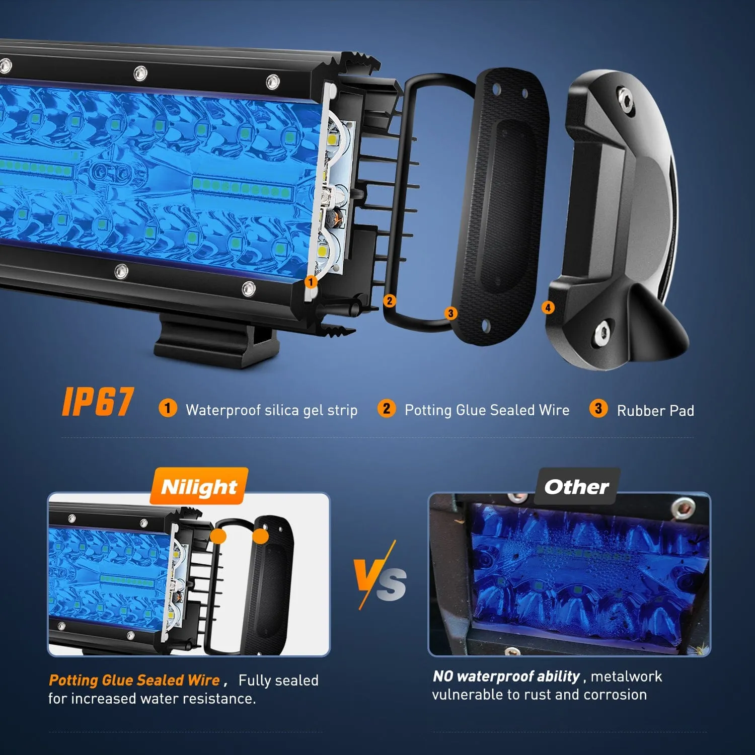 6.5 Inch 120W Triple Row Spot Blue Led Pods (Pair)
