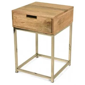 Bedside Timber and Copper Steel