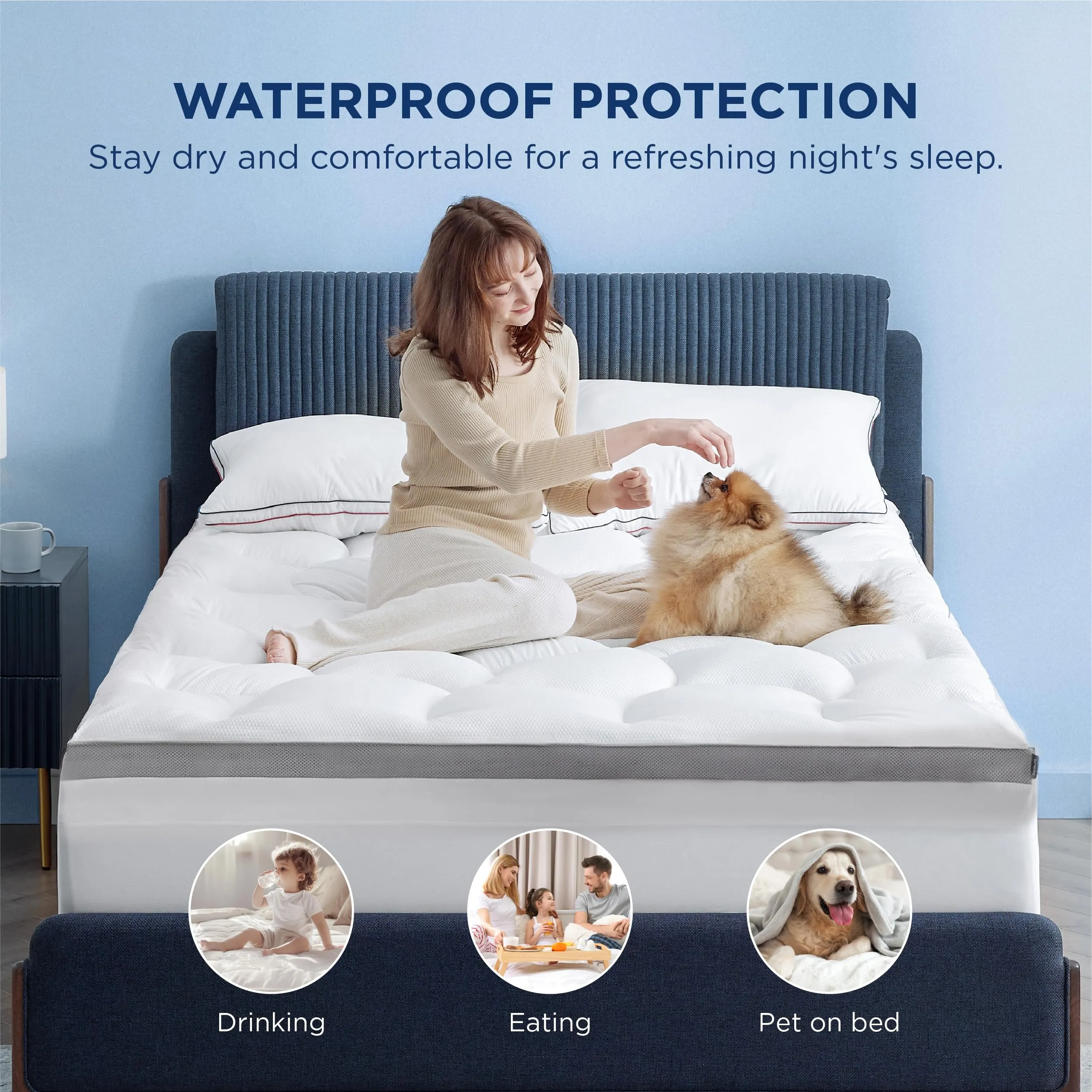 Bedsure 4 Inch Memory Foam Mattress Topper King Size, Dual Layer 2.5 Inch Gel Memory Foam & 800 GSM Waterproof Pillow Top Cooling Mattress Pad with 8-21 Inch Deep Pocket