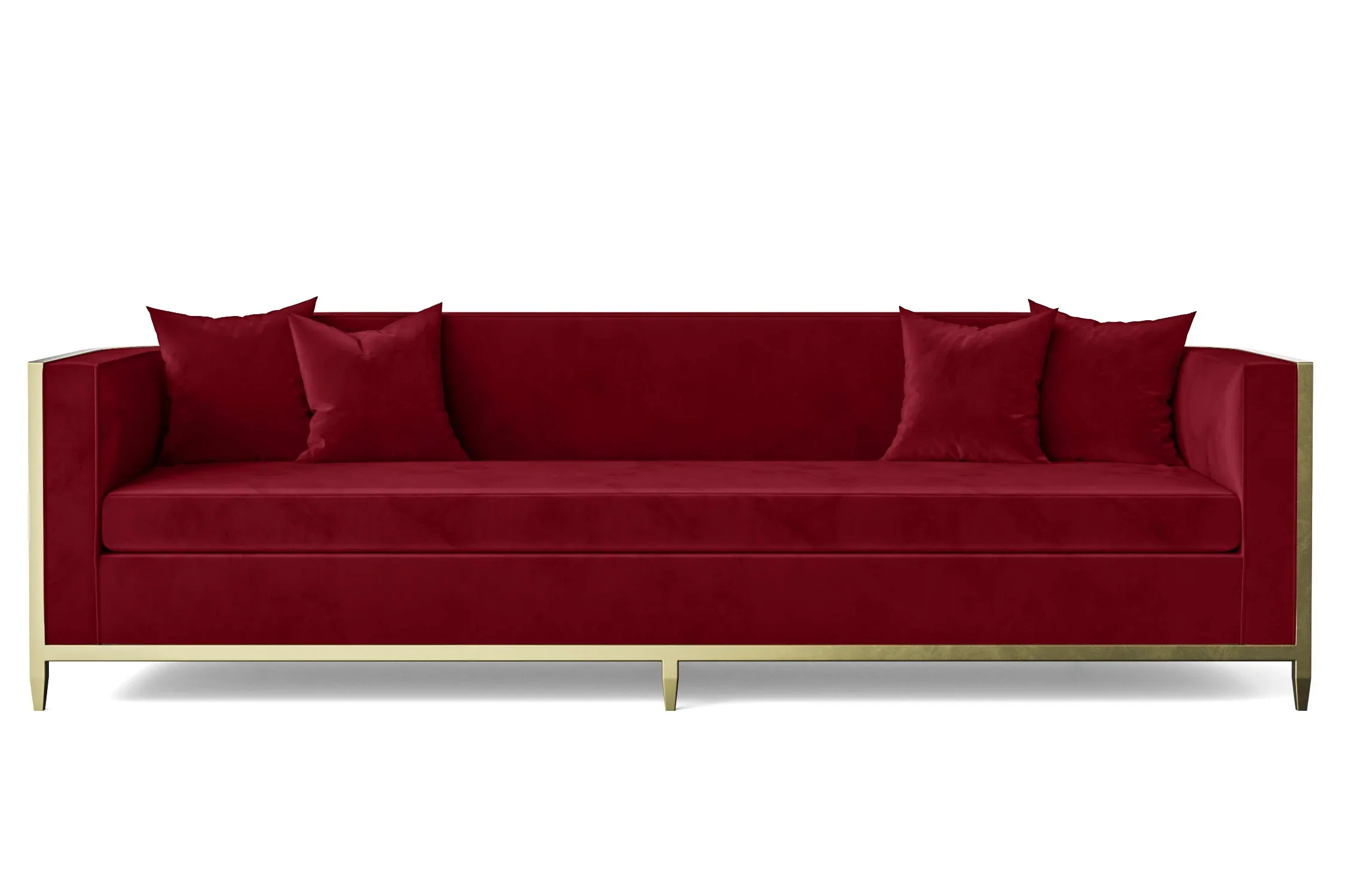 Carrara 4 Seater Sofa Red Velvet