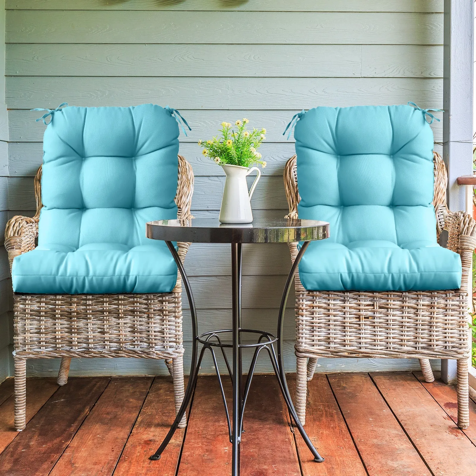Tufted Outdoor/Indoor Seat/Back Chair Cushions, Set of 4, 42'' x 21''