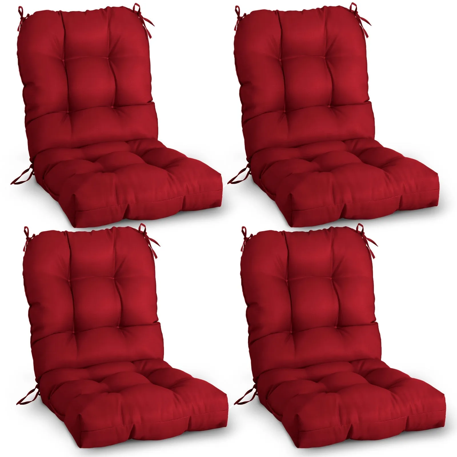 Tufted Outdoor/Indoor Seat/Back Chair Cushions, Set of 4, 42'' x 21''