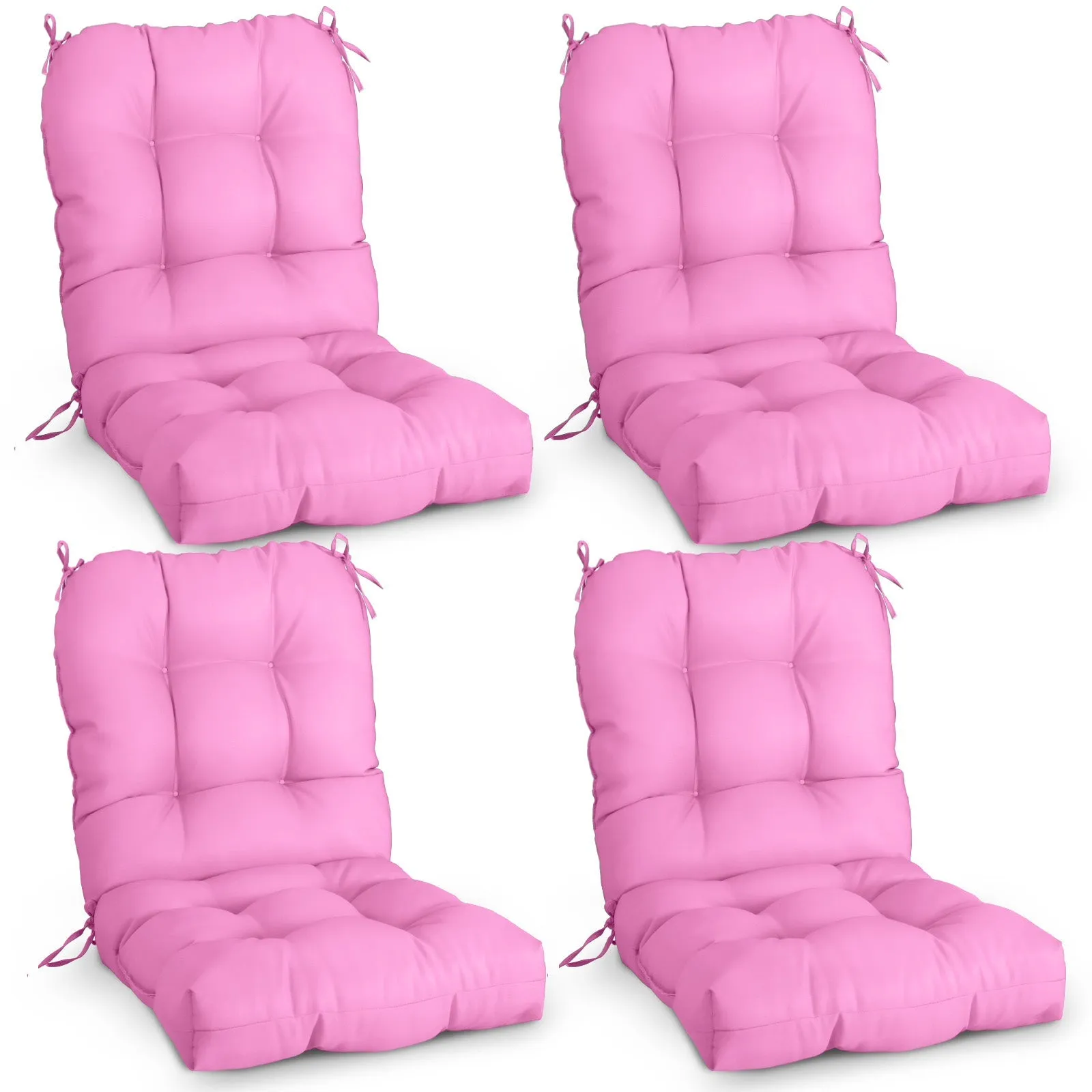 Tufted Outdoor/Indoor Seat/Back Chair Cushions, Set of 4, 42'' x 21''