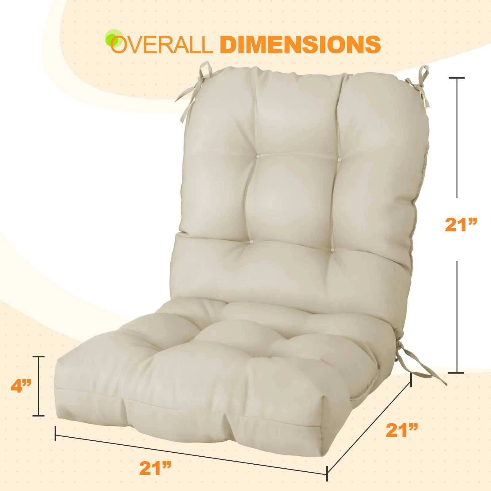 Tufted Outdoor/Indoor Seat/Back Chair Cushions, Set of 4, 42'' x 21''
