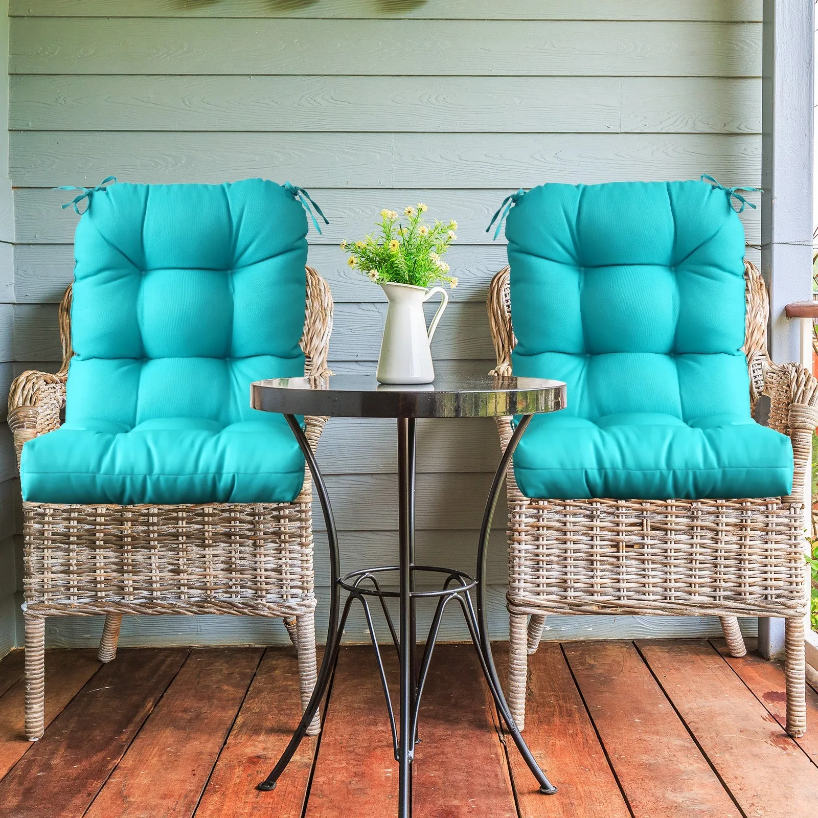Tufted Outdoor/Indoor Seat/Back Chair Cushions, Set of 4, 42'' x 21''