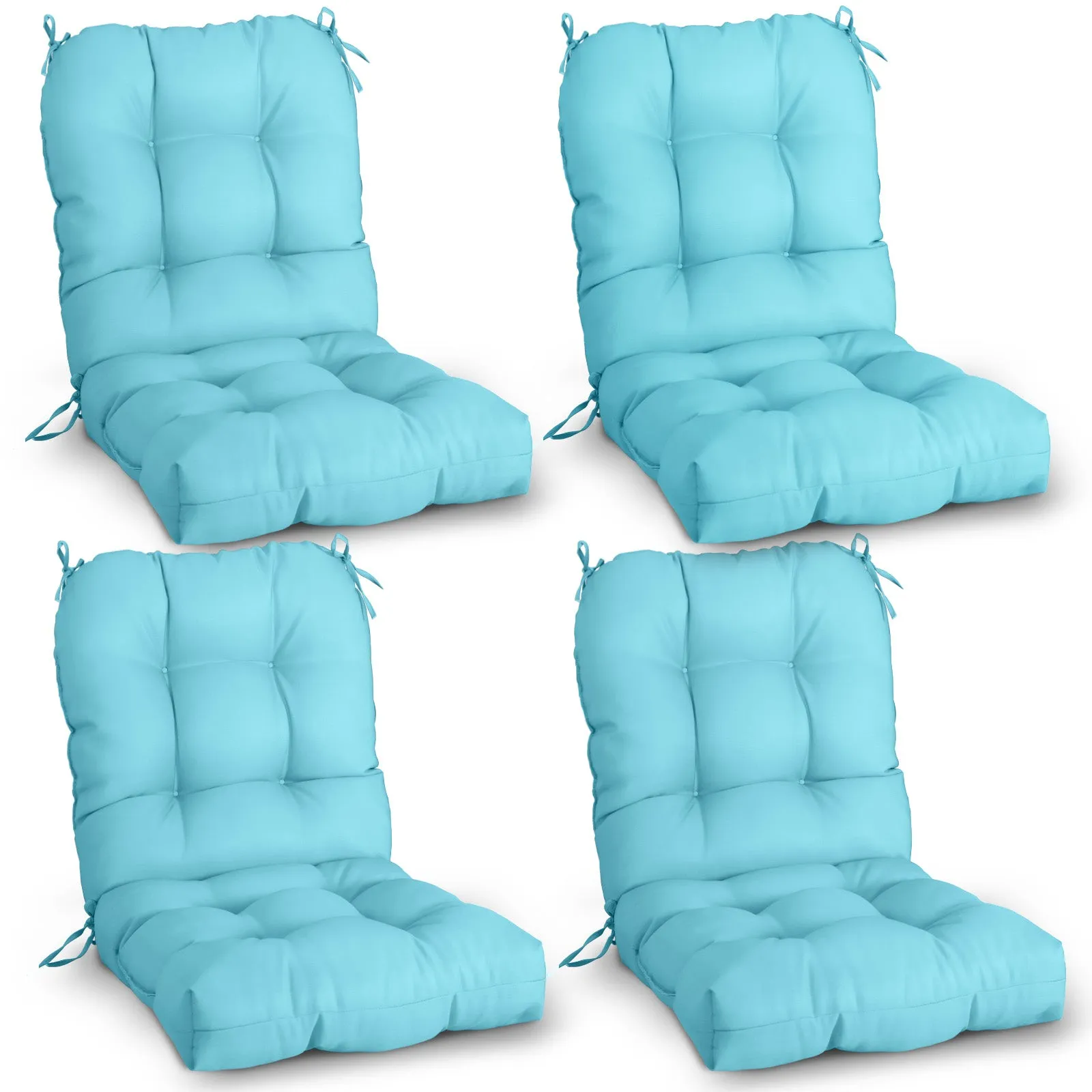 Tufted Outdoor/Indoor Seat/Back Chair Cushions, Set of 4, 42'' x 21''
