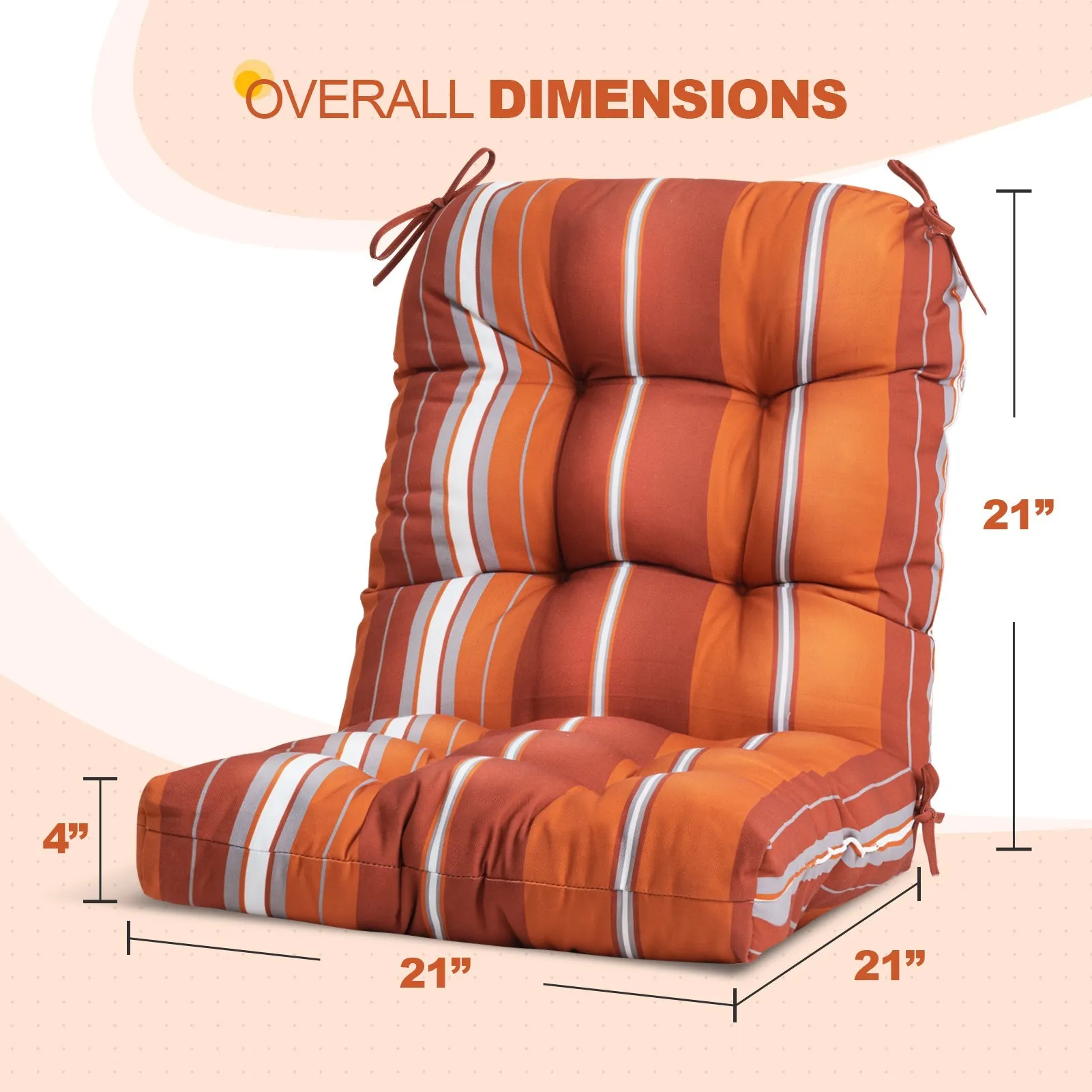 Tufted Outdoor/Indoor Seat/Back Chair Cushions, Set of 4, 42'' x 21''