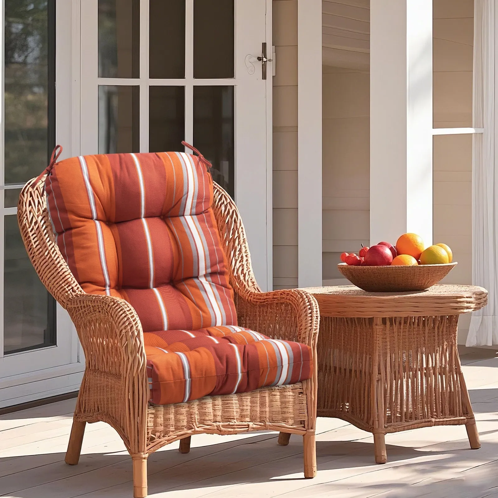 Tufted Outdoor/Indoor Seat/Back Chair Cushions, Set of 4, 42'' x 21''