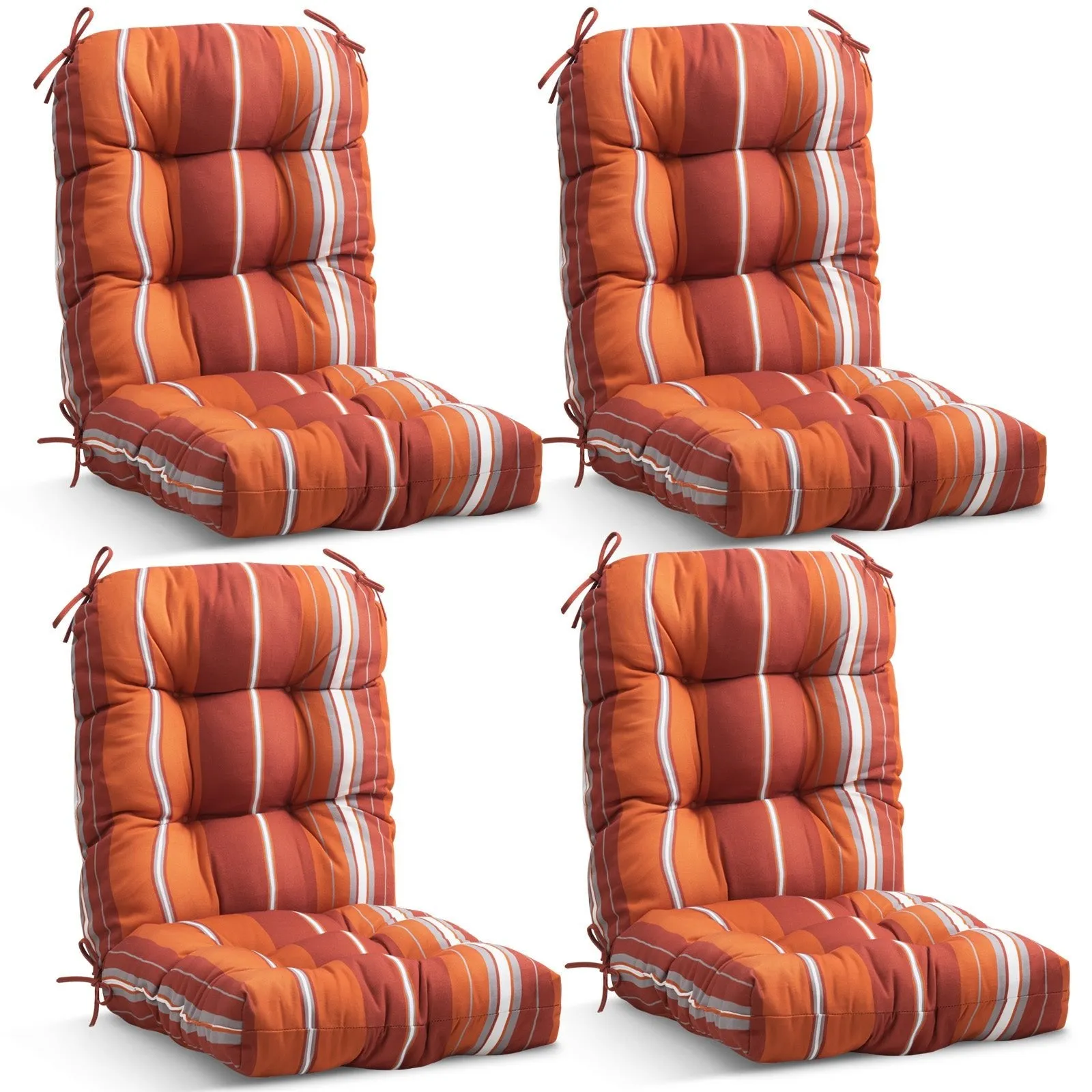Tufted Outdoor/Indoor Seat/Back Chair Cushions, Set of 4, 42'' x 21''