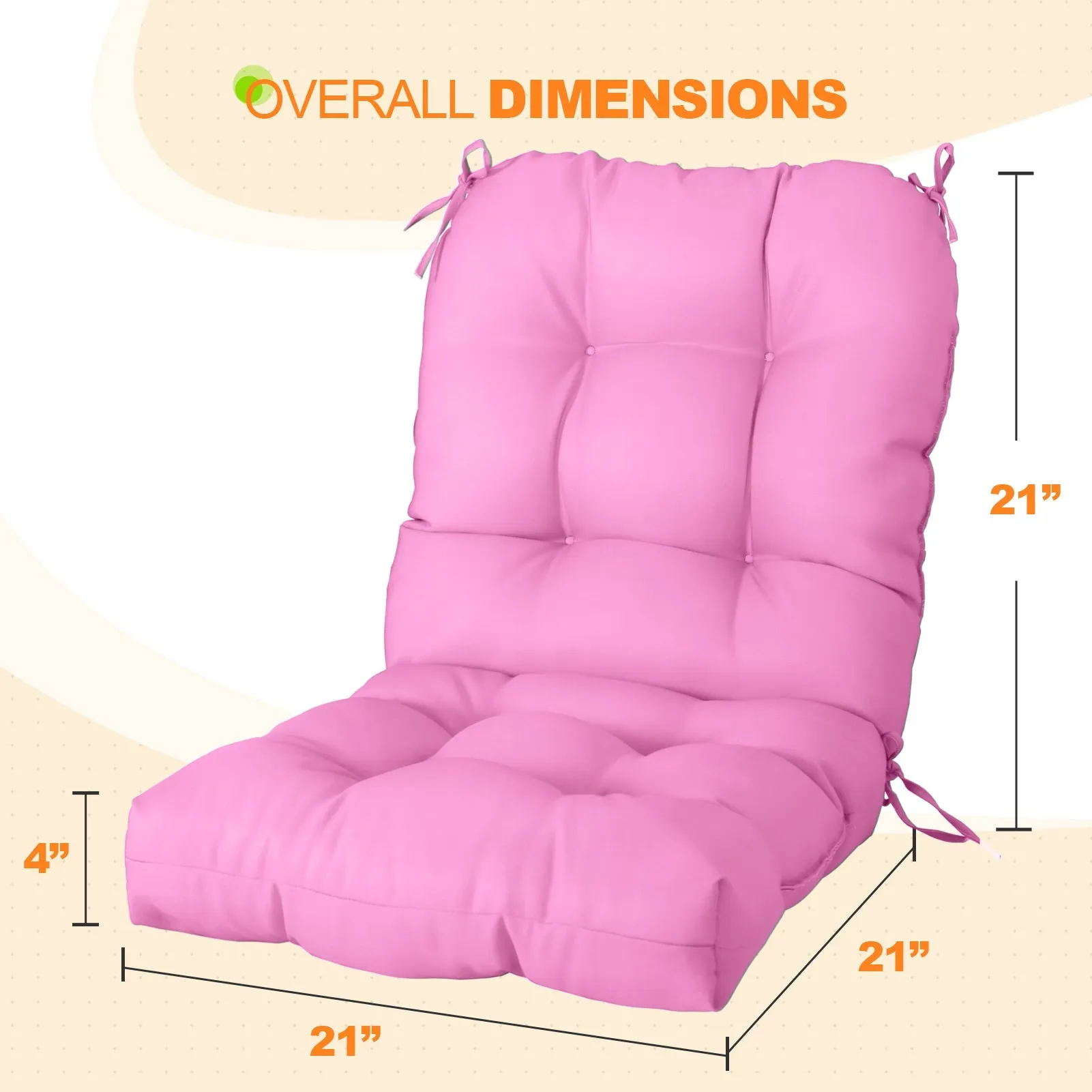 Tufted Outdoor/Indoor Seat/Back Chair Cushions, Set of 4, 42'' x 21''