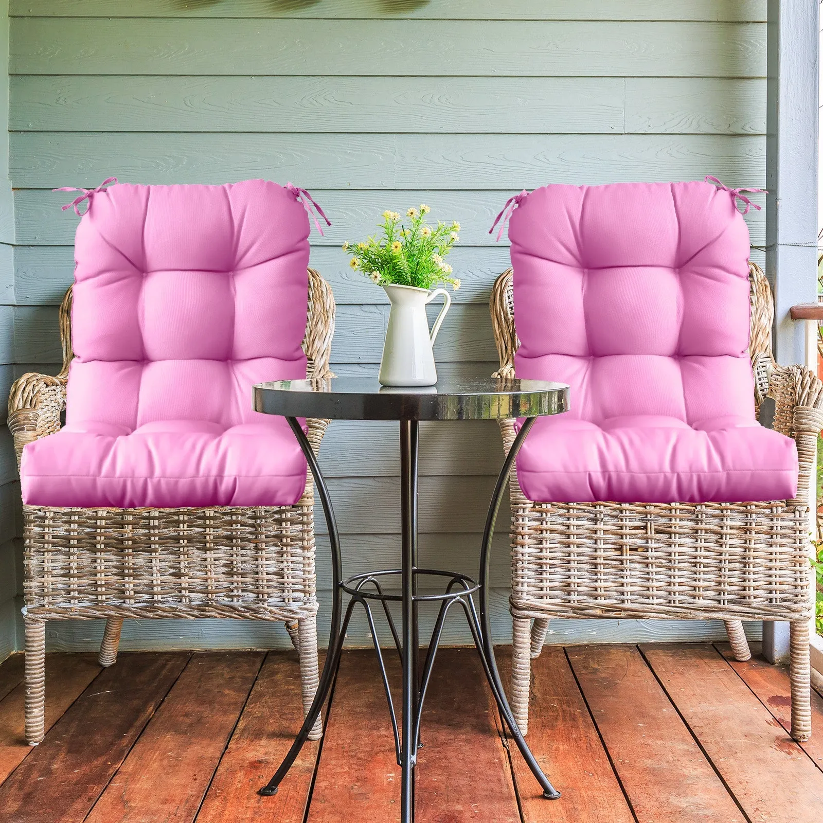 Tufted Outdoor/Indoor Seat/Back Chair Cushions, Set of 4, 42'' x 21''