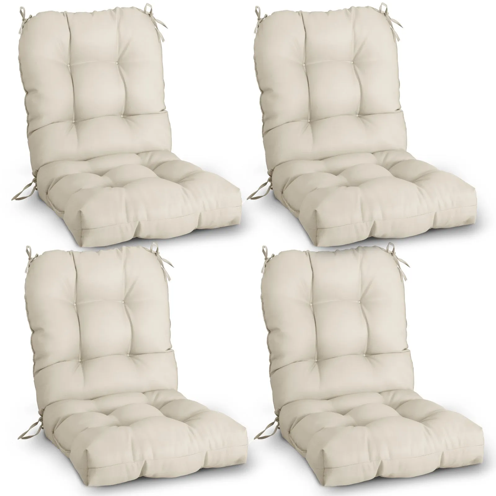 Tufted Outdoor/Indoor Seat/Back Chair Cushions, Set of 4, 42'' x 21''