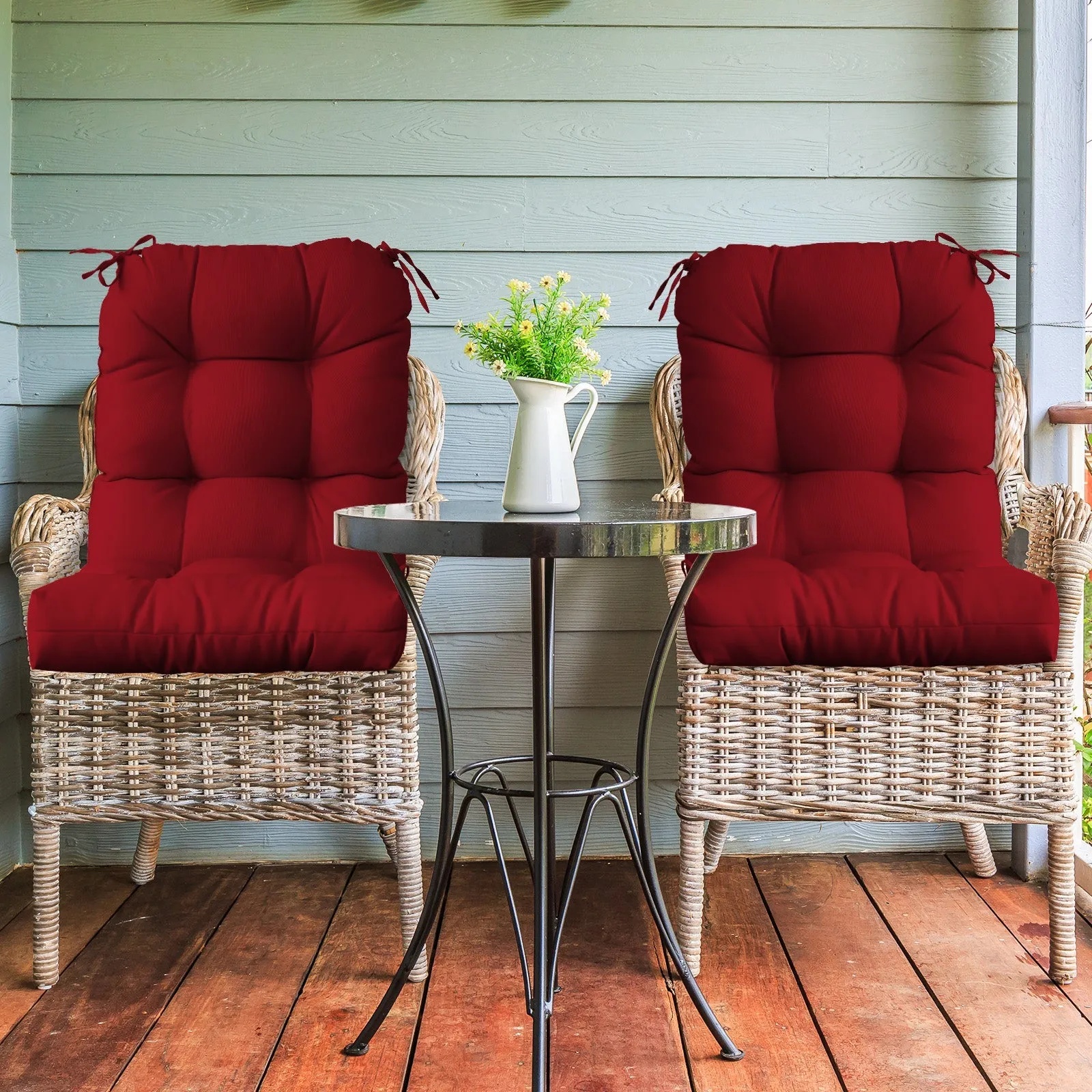 Tufted Outdoor/Indoor Seat/Back Chair Cushions, Set of 4, 42'' x 21''