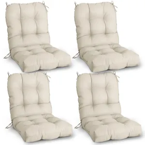 Tufted Outdoor/Indoor Seat/Back Chair Cushions, Set of 4, 42'' x 21''