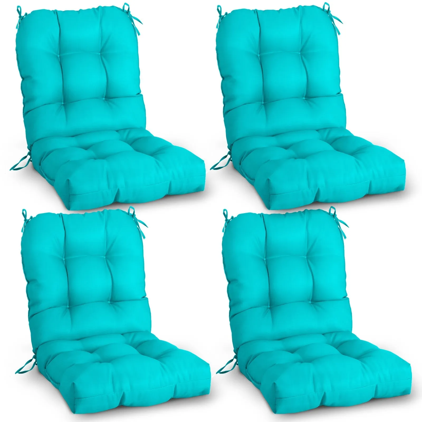 Tufted Outdoor/Indoor Seat/Back Chair Cushions, Set of 4, 42'' x 21''