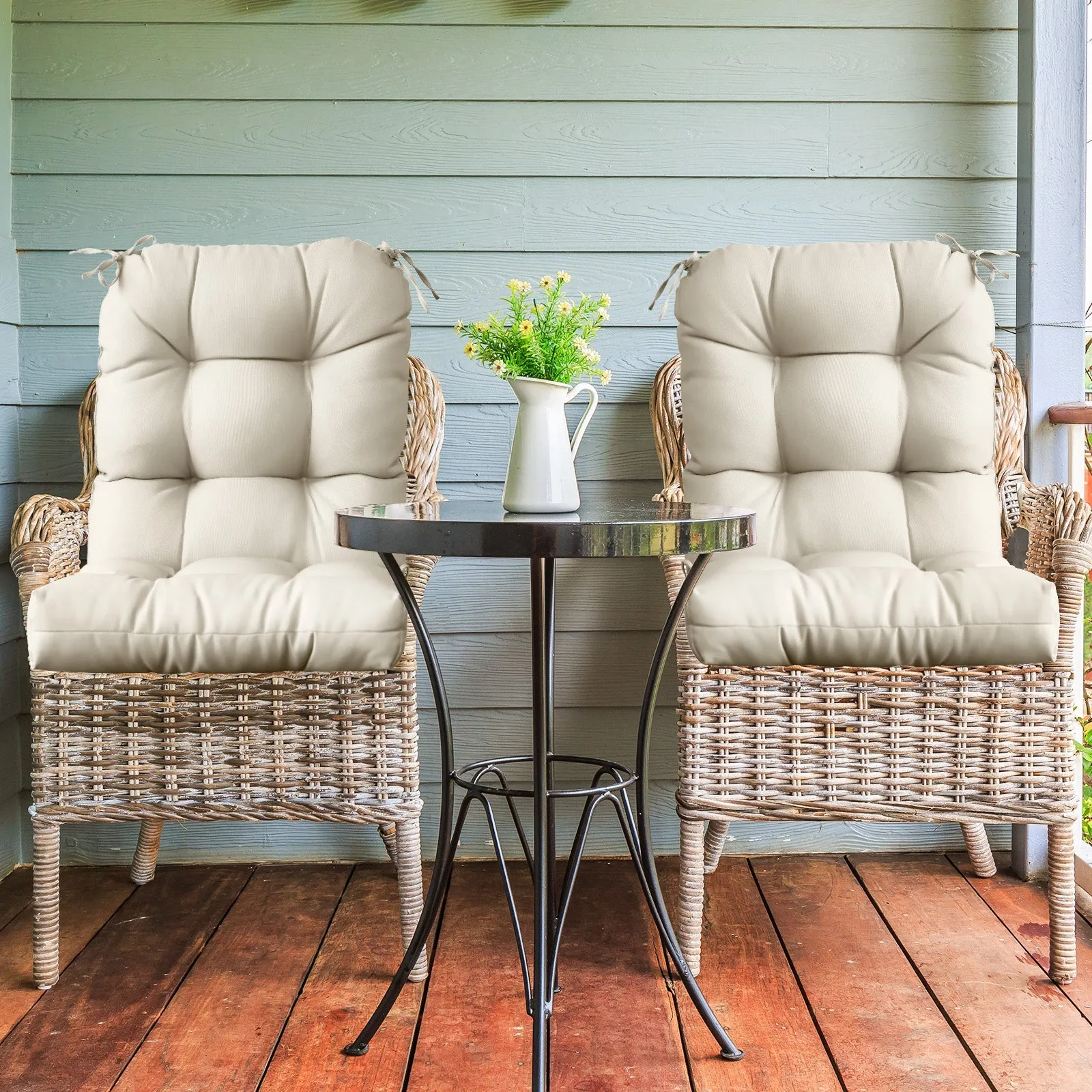 Tufted Outdoor/Indoor Seat/Back Chair Cushions, Set of 4, 42'' x 21''
