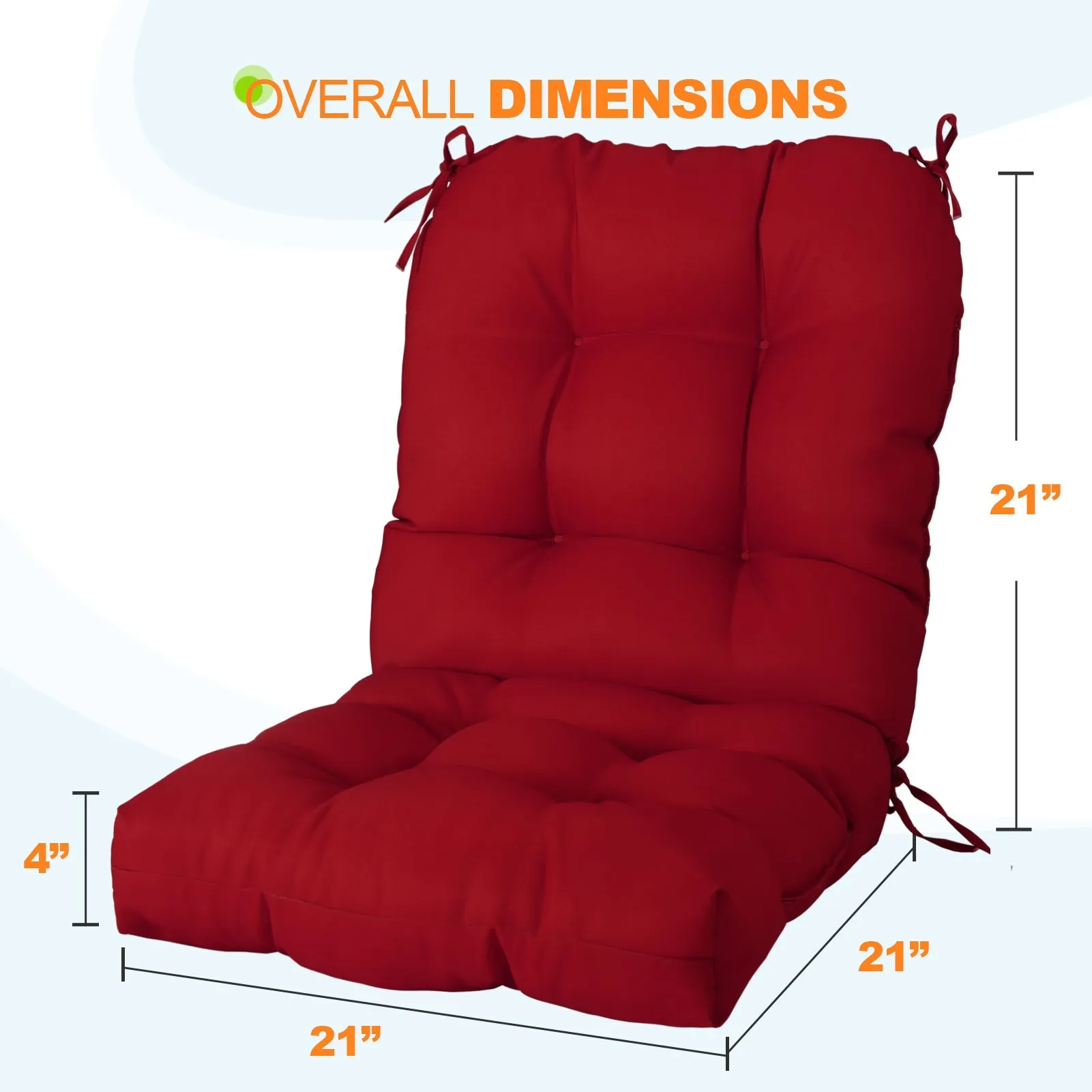 Tufted Outdoor/Indoor Seat/Back Chair Cushions, Set of 4, 42'' x 21''